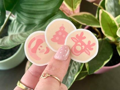 Pink Christmas Cookie Stickers