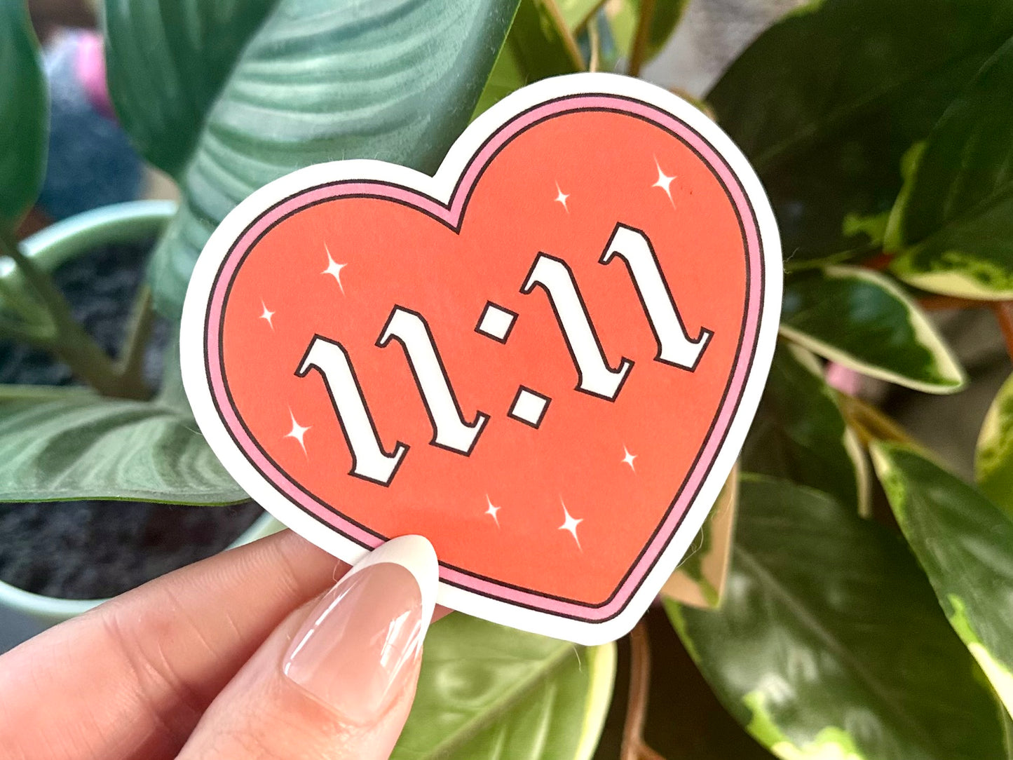 11:11 Heart Waterproof Stickers