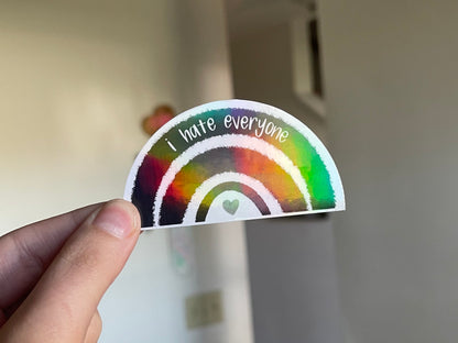 I Hate Everyone Holographic Sticker - Waterproof Sticker - Tumbler Stickers - Gifts for a Friend - Emo Sticker - Gothic Decals - Goth Gifts