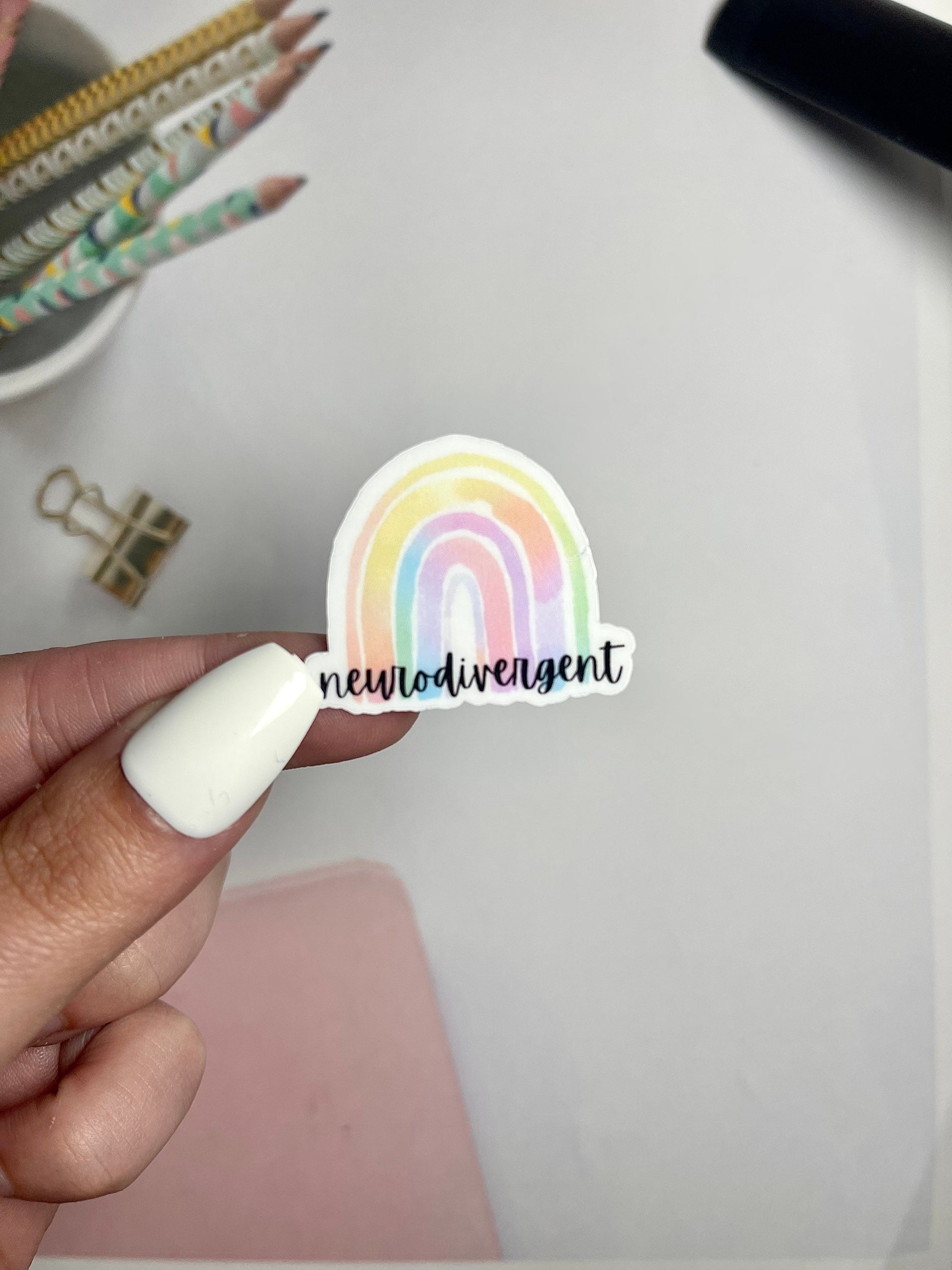 Neurodivergent Waterproof Sticker, Autism Awareness, Autism Stickers, Autistic Gifts, Rainbow Stickers, Tumbler Decal