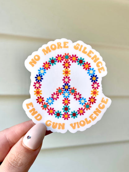 No More Silence, End Gun Violence Waterproof Sticker, Peace Stickers, Waterbottle Stickers, Tumbler Stickers, Retro Stickers, Laptop Decals