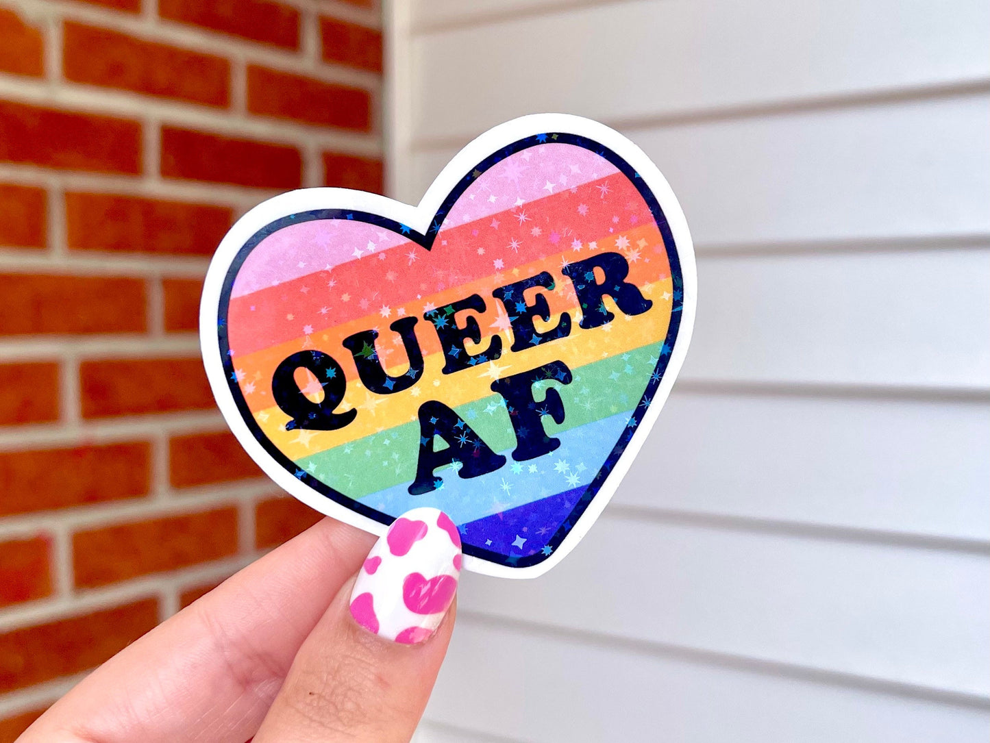 Holographic Queer AF Waterproof Sticker, Pride Stickers, LGBTQ+ Gifts, Pride Gifts, Queer Stickers, LGBTQ Stickers