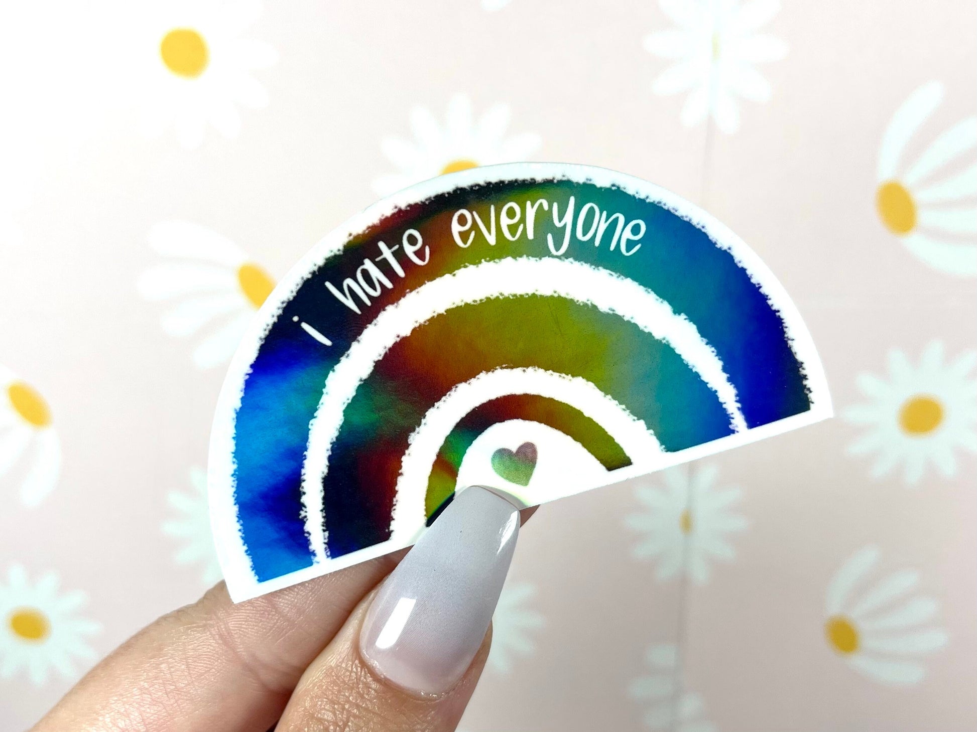 I Hate Everyone Holographic Sticker - Waterproof Sticker - Tumbler Stickers - Gifts for a Friend - Emo Sticker - Gothic Decals - Goth Gifts