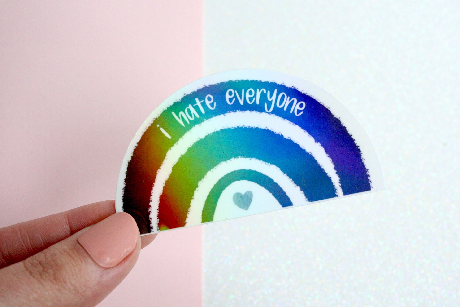 I Hate Everyone Holographic Sticker - Waterproof Sticker - Tumbler Stickers - Gifts for a Friend - Emo Sticker - Gothic Decals - Goth Gifts