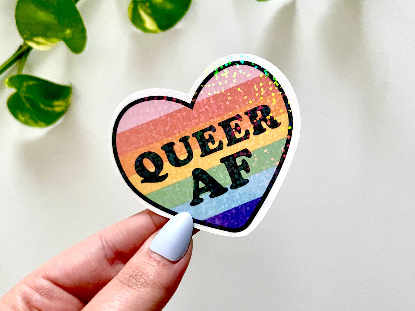 Holographic Queer AF Waterproof Sticker, Pride Stickers, LGBTQ+ Gifts, Pride Gifts, Queer Stickers, LGBTQ Stickers