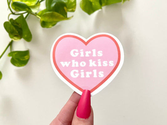 Girls Who Kiss Girls Waterproof Sticker, LGBTQ Decals, Waterproof Sticker, PRIDE Stickers, Waterbottle Decal, Tumbler Stickers, Lesbian Gift