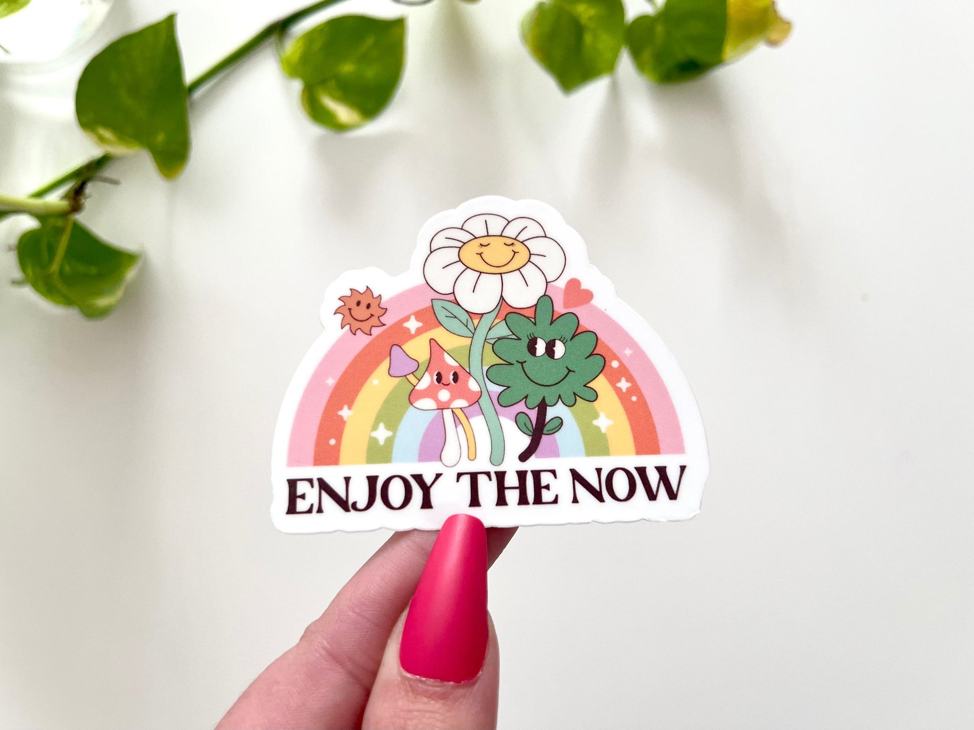 Enjoy the Now Sticker, Positivity Gifts, Inspiring Stickers, Positive Art, Gifts for Her, Inspiring Gifts, Groovy Stickers, Trendy Decal