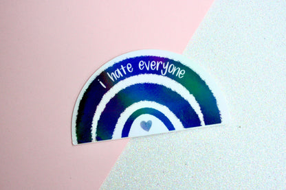 I Hate Everyone Holographic Sticker - Waterproof Sticker - Tumbler Stickers - Gifts for a Friend - Emo Sticker - Gothic Decals - Goth Gifts