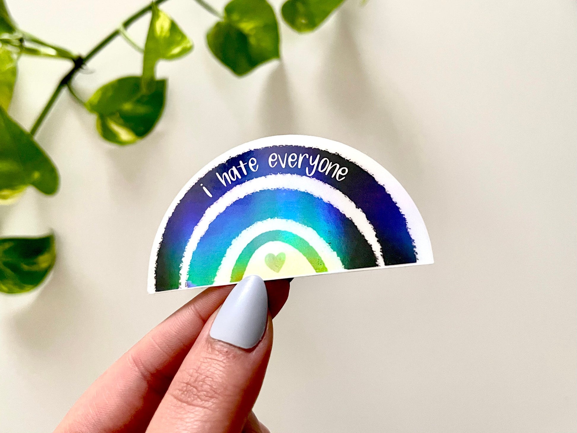 I Hate Everyone Holographic Sticker - Waterproof Sticker - Tumbler Stickers - Gifts for a Friend - Emo Sticker - Gothic Decals - Goth Gifts