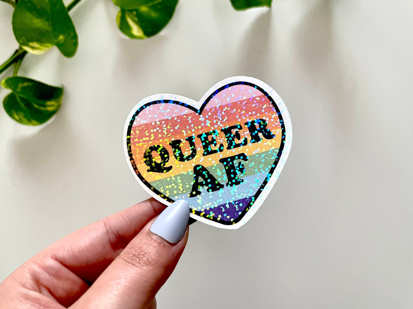 Holographic Queer AF Waterproof Sticker, Pride Stickers, LGBTQ+ Gifts, Pride Gifts, Queer Stickers, LGBTQ Stickers