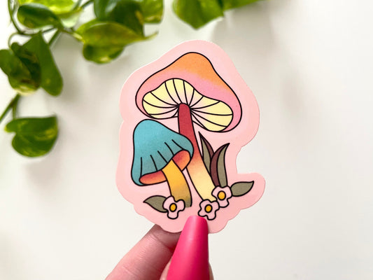 Mushroom Waterproof Sticker - Retro Sticker - Trendy Decals - Shroom Mom Stickers - Retro Mushrooms