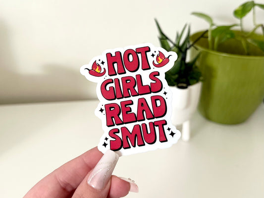 Hot Girls Read Smut Waterproof Sticker, Book Stickers, Gifts for Readers, Book Gifts, Reading Sticker, Tumbler Sticker, Mug Sticker