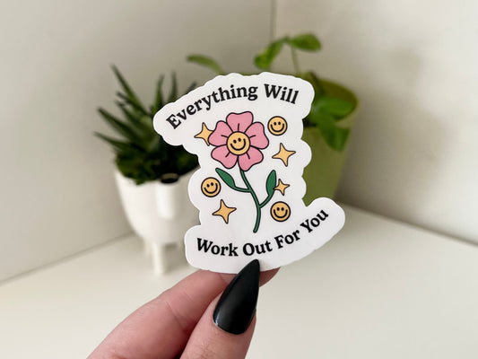 Everything Will Workout For You Waterproof Sticker, Everything Works Out For Me, Trendy Stickers, Lucky Girl Syndrome, Cute Stickers