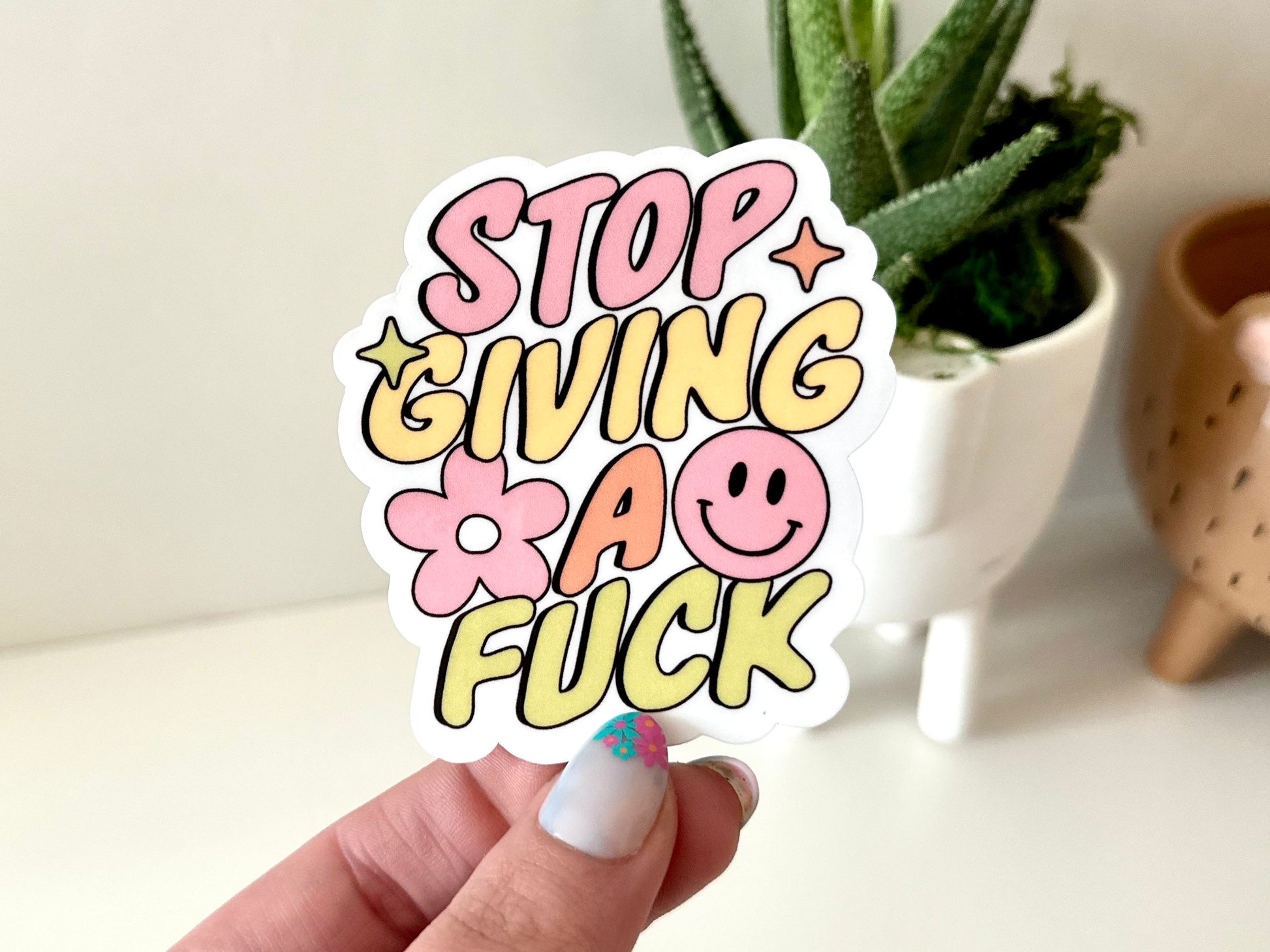 Stop Giving A Fuck Waterproof Sticker, Funny Decal, Waterbottle Sticker, Tumbler Sticker