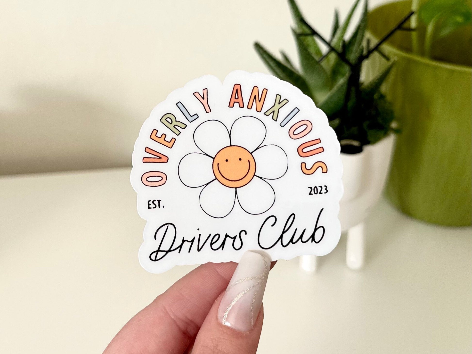 Overly Anxious Drivers Club Waterproof Sticker, Funny Stickers, Waterbottle Decal, Anxious Driver Gifts, Anxiety Sticker