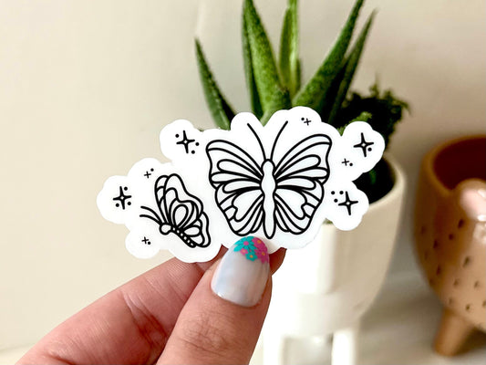 Butterfly Duo Waterproof Sticker - Affirmations - Inspiring Stickers - Tumbler Stickers - Waterbottle Decals