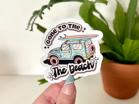 Gone to the Beach Waterproof Sticker, Beach stickers, Surfer Stickers, Beach decals, Surfer Gifts, Waterbottle Stickers