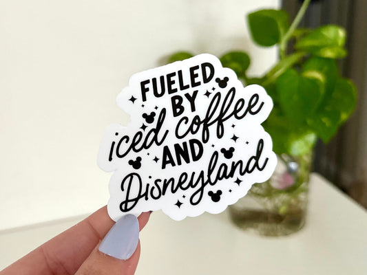 Fueled By Iced Coffee & DL Waterproof Sticker, Coffee Stickers, Mug Sticker, Coffee Gifts, Funny Decals, Waterbottle Sticker