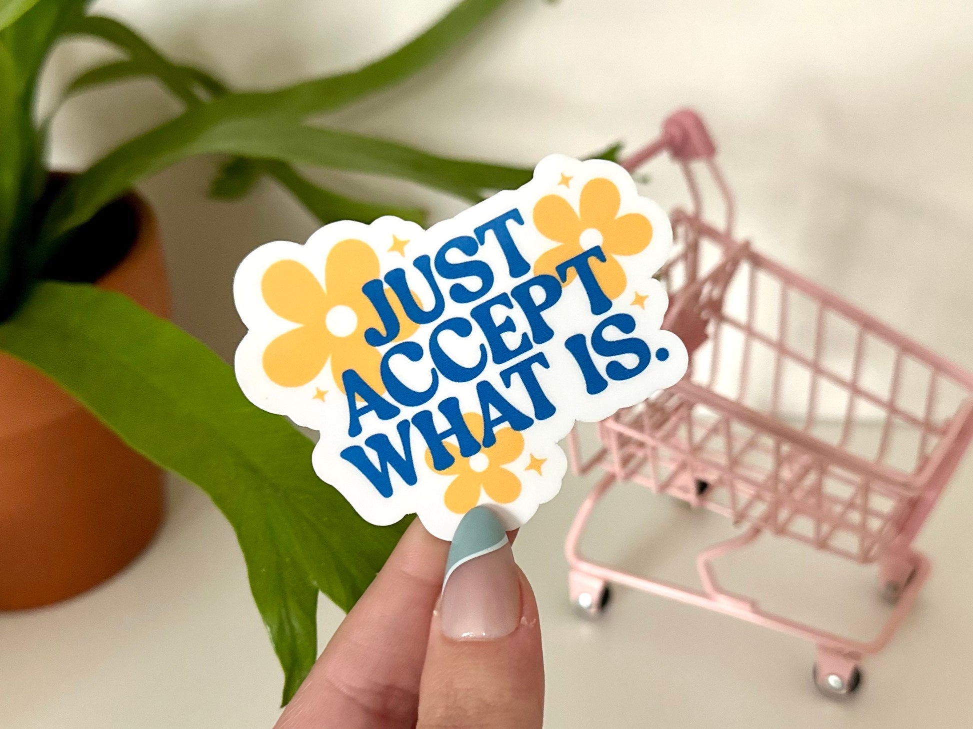 Just Accept What Is Waterproof Sticker, Groovy Sticker, Self Care, Self Love Sticker, Mental Health Gifts, Trendy Sticker