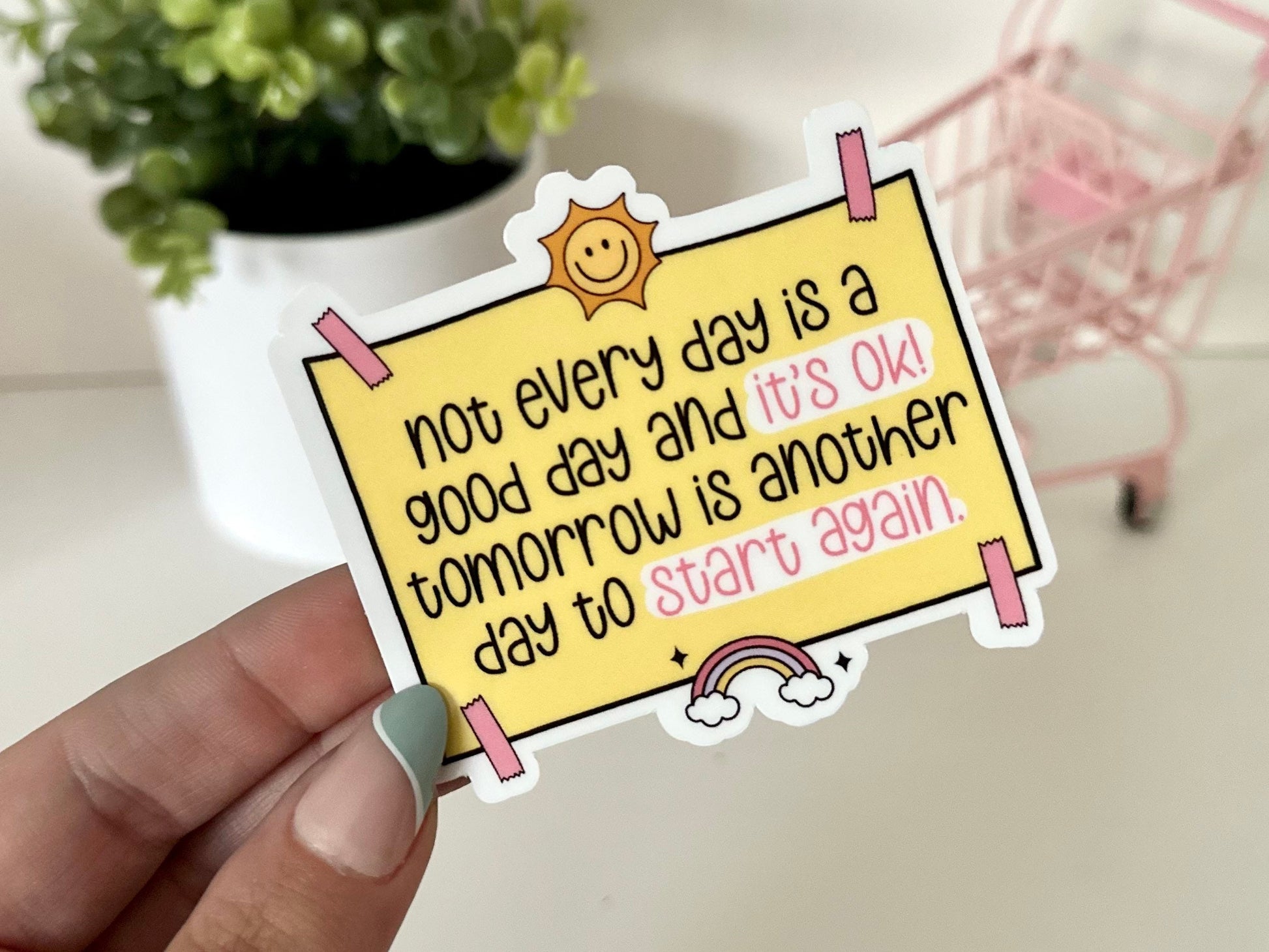 Not Everyday is a Good Day & It’s Okay Waterproof Sticker, Mental Health Stickers, Therapist Gift, Therapy Decal, Positivity Notes