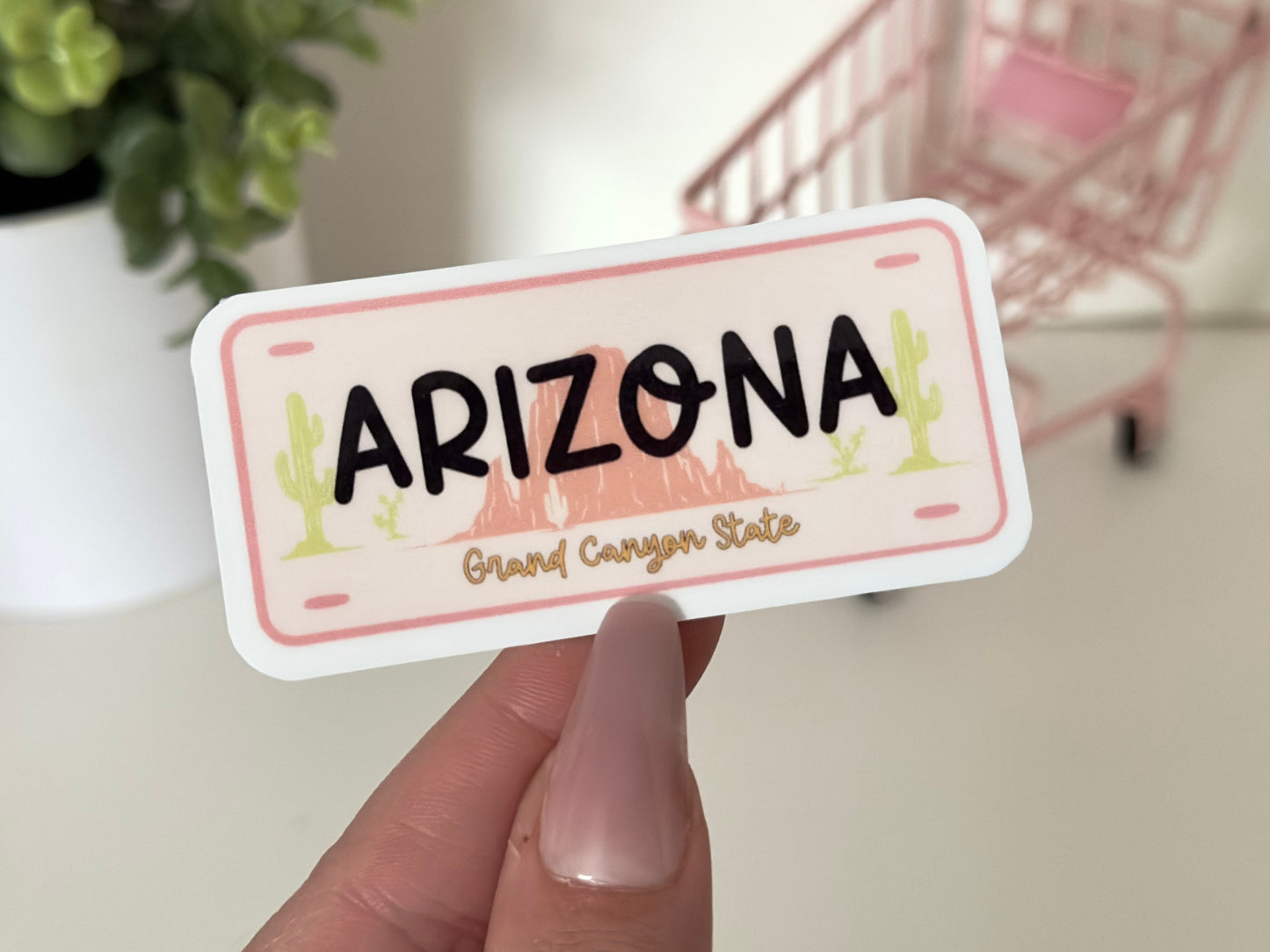 Arizona Plate Waterproof Sticker, Arizona Gifts, The Grand Canyon State, Waterbottle Sticker, State License Plate Stickers, Handdrawn