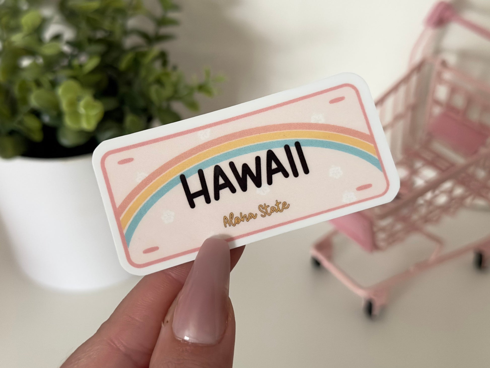 Hawaii Plate Waterproof Sticker, Hawaii Gifts, The Aloha State, Waterbottle Sticker, State License Plate Stickers