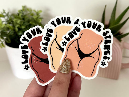 Love Your Stripes Waterproof Sticker, Love Your Body, Thick Women, Big Woman, I love My Body Decals, Body Positive Stickers, Stretch Marks