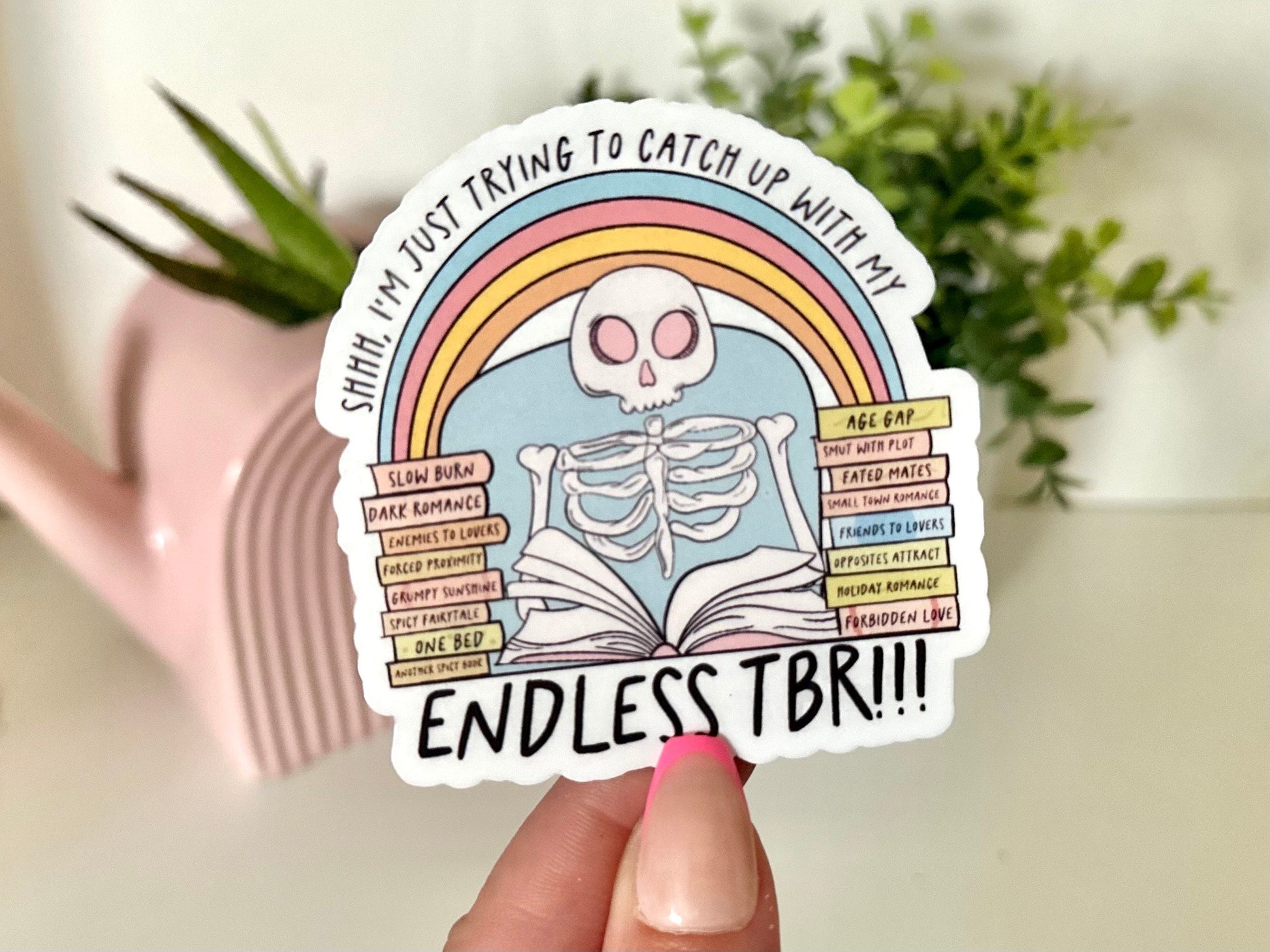 Just Trying to Catch Up With My Endless TBR Waterproof Sticker, Book Lovers, Gifts for Readers, Book Gifts, Reading Sticker, Bookish Babe