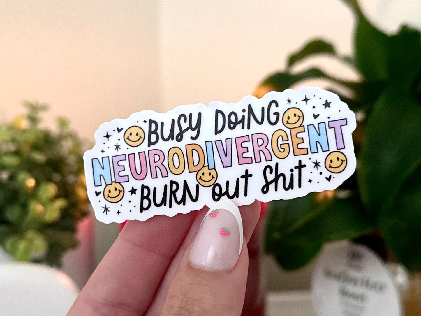 Busy Doing Neurodivergent Burn Out Sh!t Waterproof Sticker, Mental Health Stickers, Therapist Gift, Therapy Decal, Waterbottle Stickers