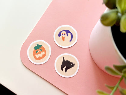 Halloween Cookie Minis Pack of 3, Waterproof Stickers, Trendy & Popular, Halloween Gifts Spooky, Mini Stickers Cute Bestfriend Gift