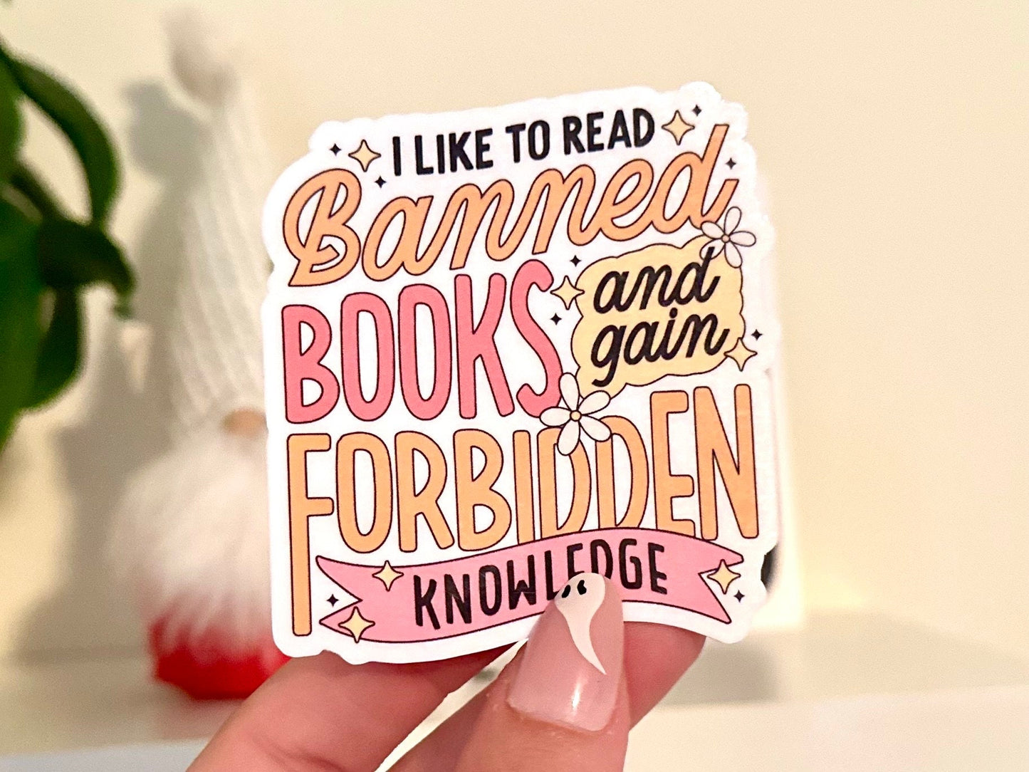 Banned Books & Forbidden Knowledge Waterproof Sticker, Book Stickers, Gifts for Readers, Bookish Laptop Sticker, Social Justice