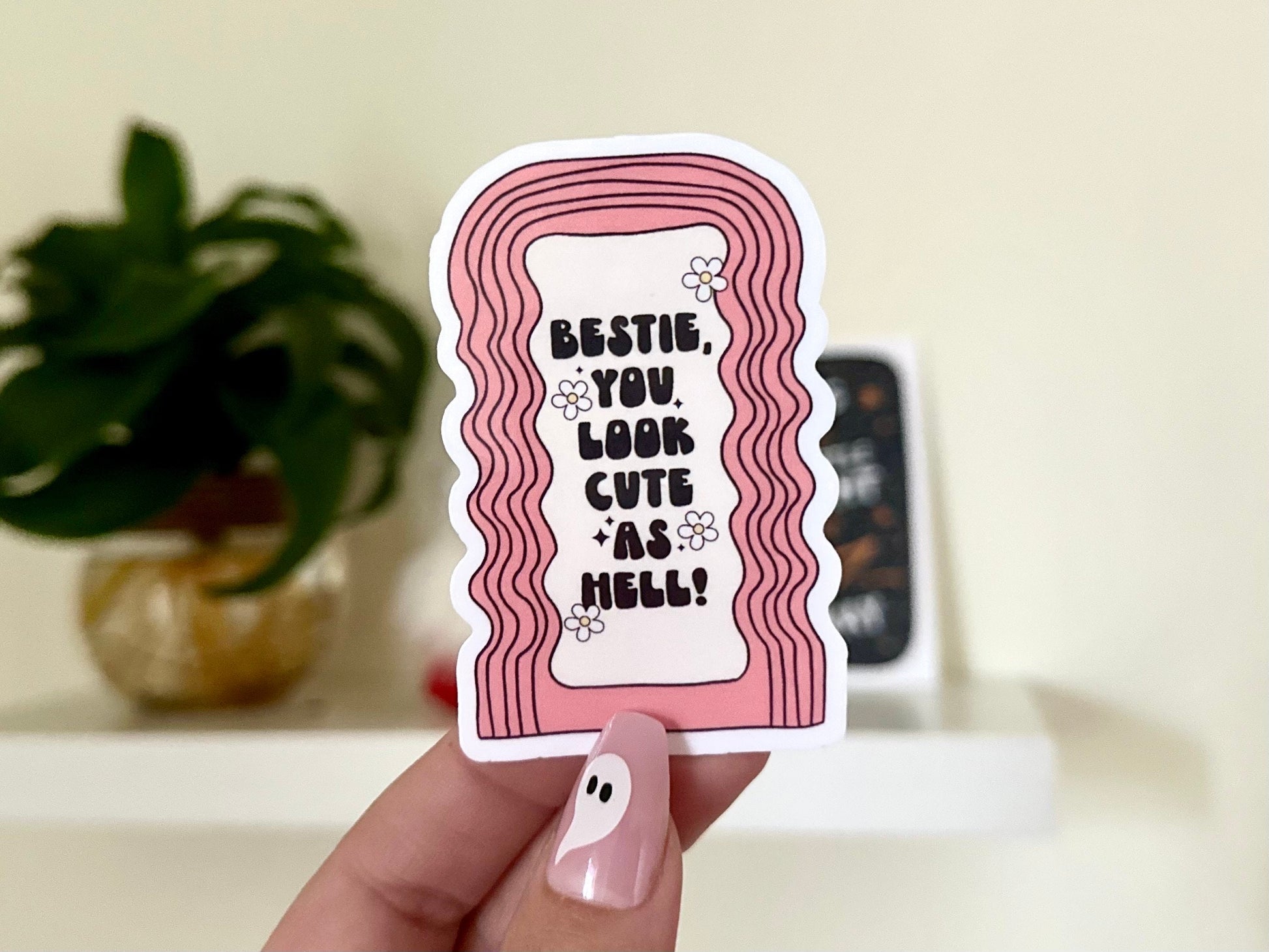 Bestie You Look Cute as H3ll Waterproof Sticker, Mental Health Stickers, Therapy Decal, Waterbottle Stickers, Funny Bestfriend Gifts