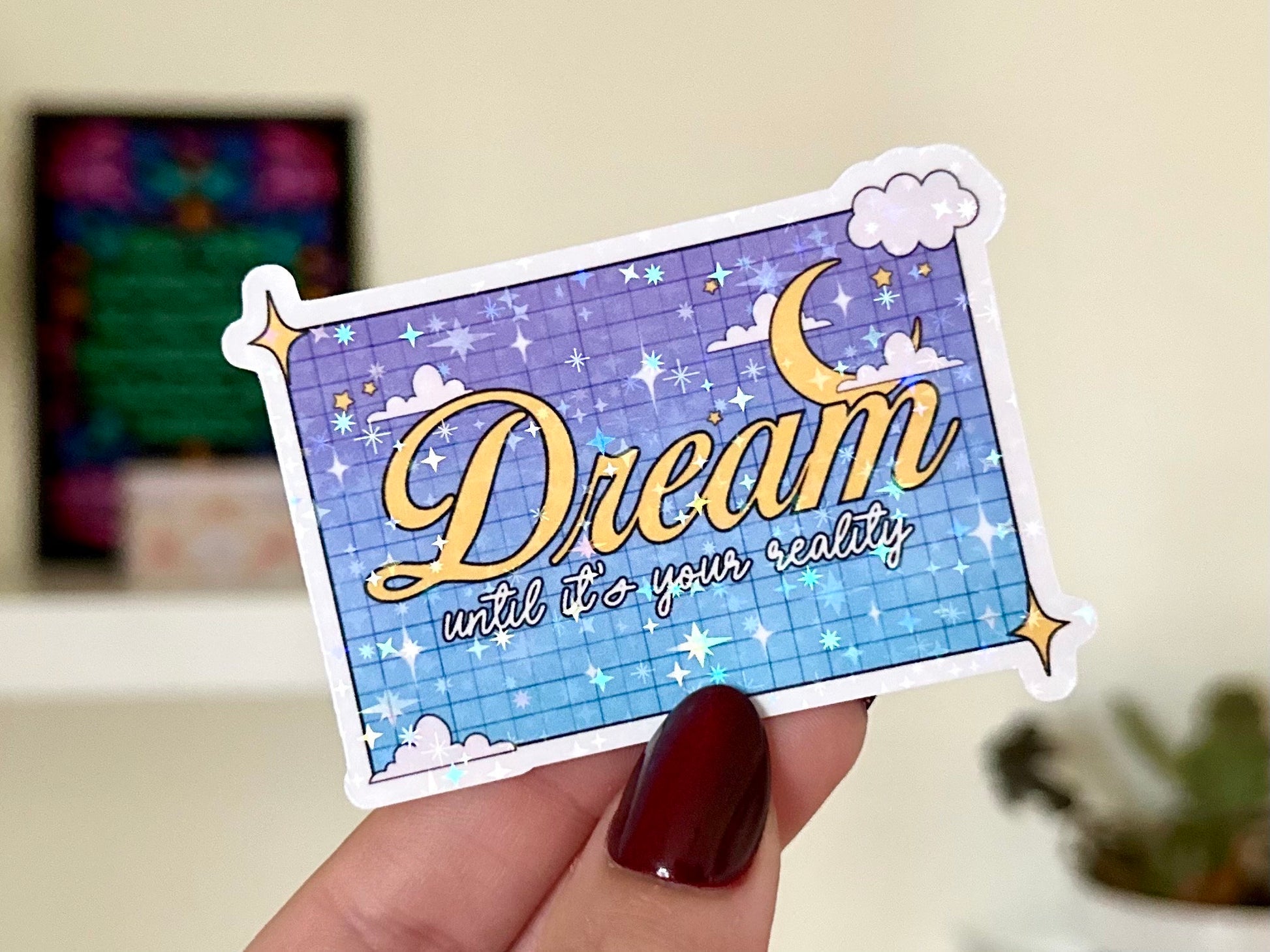 Dream Until It’s Your Reality Waterproof Sticker, Mental Health Stickers, Therapy Decal, Waterbottle Stickers, Y2K, Vintage Designs