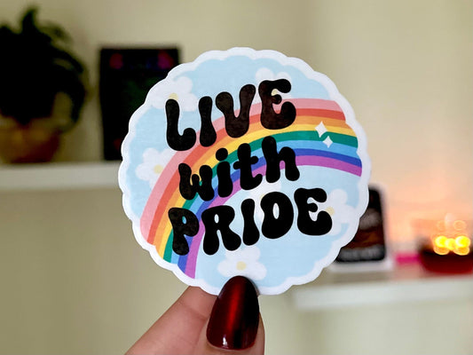 Live With Pride Waterproof Sticker, LGBTQ Sticker, Pride Decals, Gay Stickers, Stickers for Tumblers, Waterbottle Sticker, Inclusive