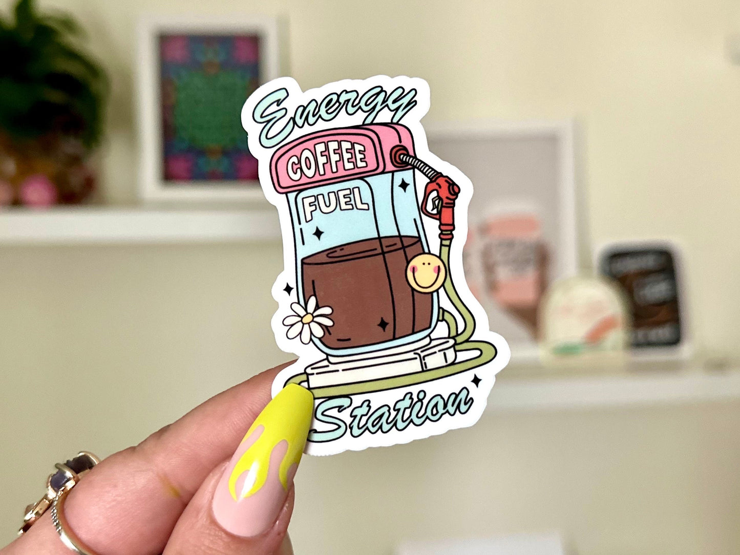 Energy Station Waterproof Sticker, Coffee Stickers, Mug Sticker, Coffee Gifts, Funny Decals, Waterbottle Sticker