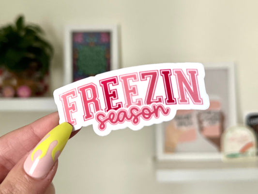 Freezin Season Waterproof Sticker, Anemic Besties, Waterbottle Stickers, Always Cold, Freezing, Vinyl Stickers, Funny Bestfriend Gifts