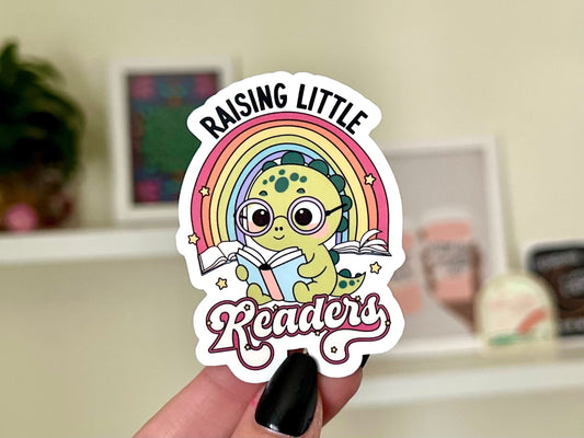 Raising Little Readers Waterproof Sticker, Book Stickers, Gifts for Readers, Bookish Laptop Sticker, Book Lover Decal