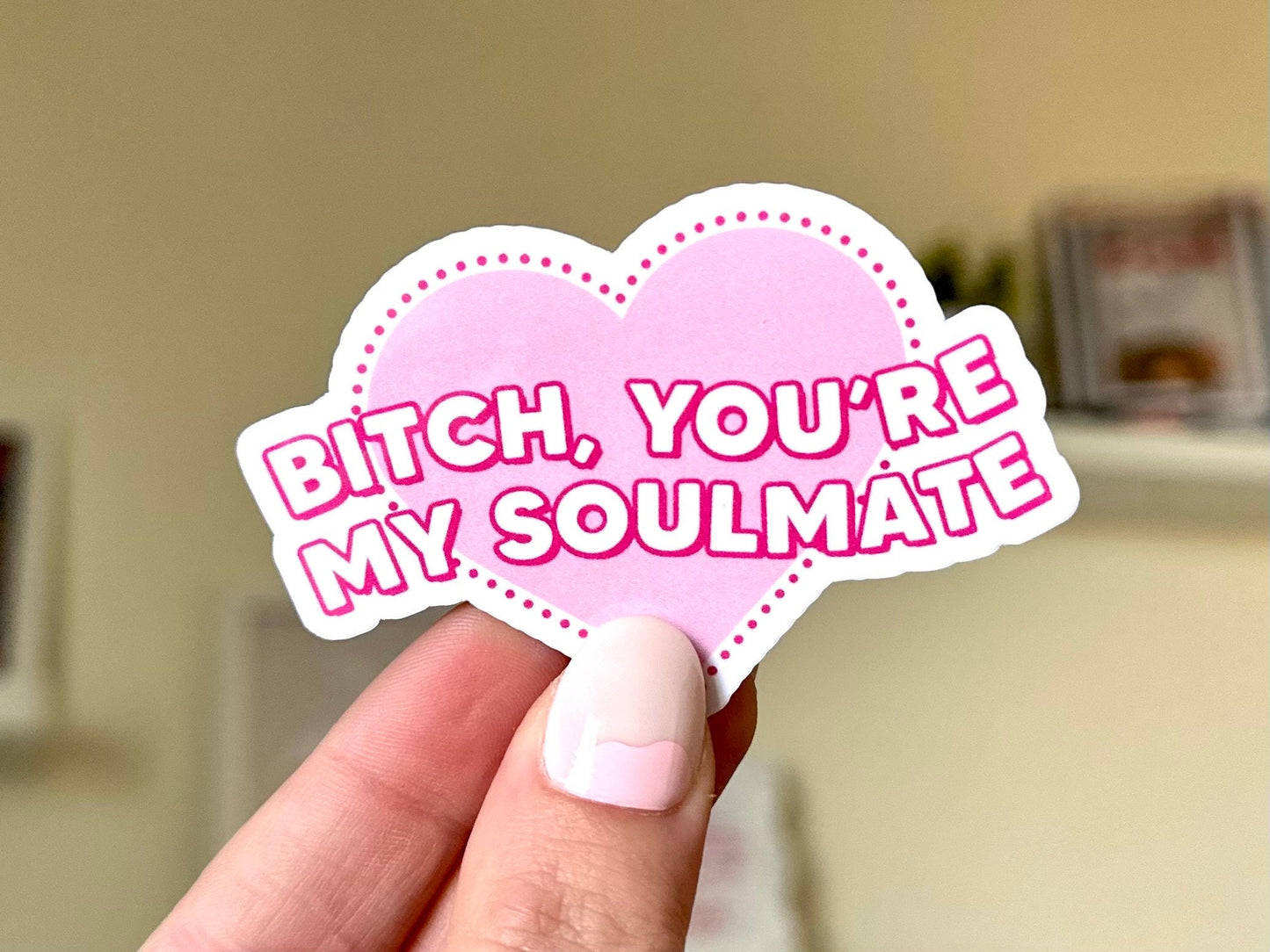 B!tch You’re My Soulmate Waterproof Sticker, Bestfriend Gifts, Valentines Day, Gifts for Wife Husband, Waterbottle Sticker, VDay Stickers