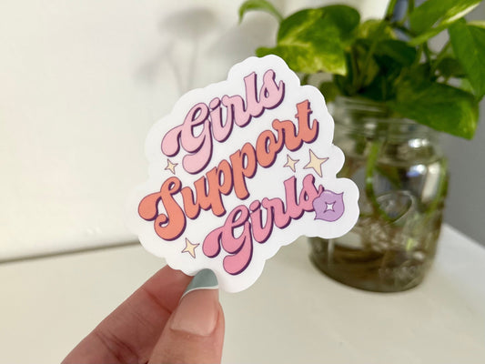 Girls Support Girls Waterproof Sticker, Tumbler Sticker, Waterbottle Decal, Feminism Gifts, Feminist Sticker, Gifts for Her, Inclusive