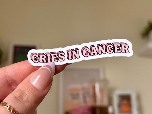 Cries in Cancer Waterproof Sticker, Zodiac Signs, Astrology Stickers, Trendy Gifts, Popular Stickers, Zodiac Gifts, Waterbottle Decal