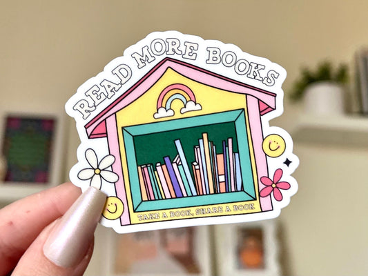 Take A Book Share A Book Waterproof Sticker, Book Stickers, Gifts for Readers, Bookish Laptop Sticker, Book Lover Decal, BookTok