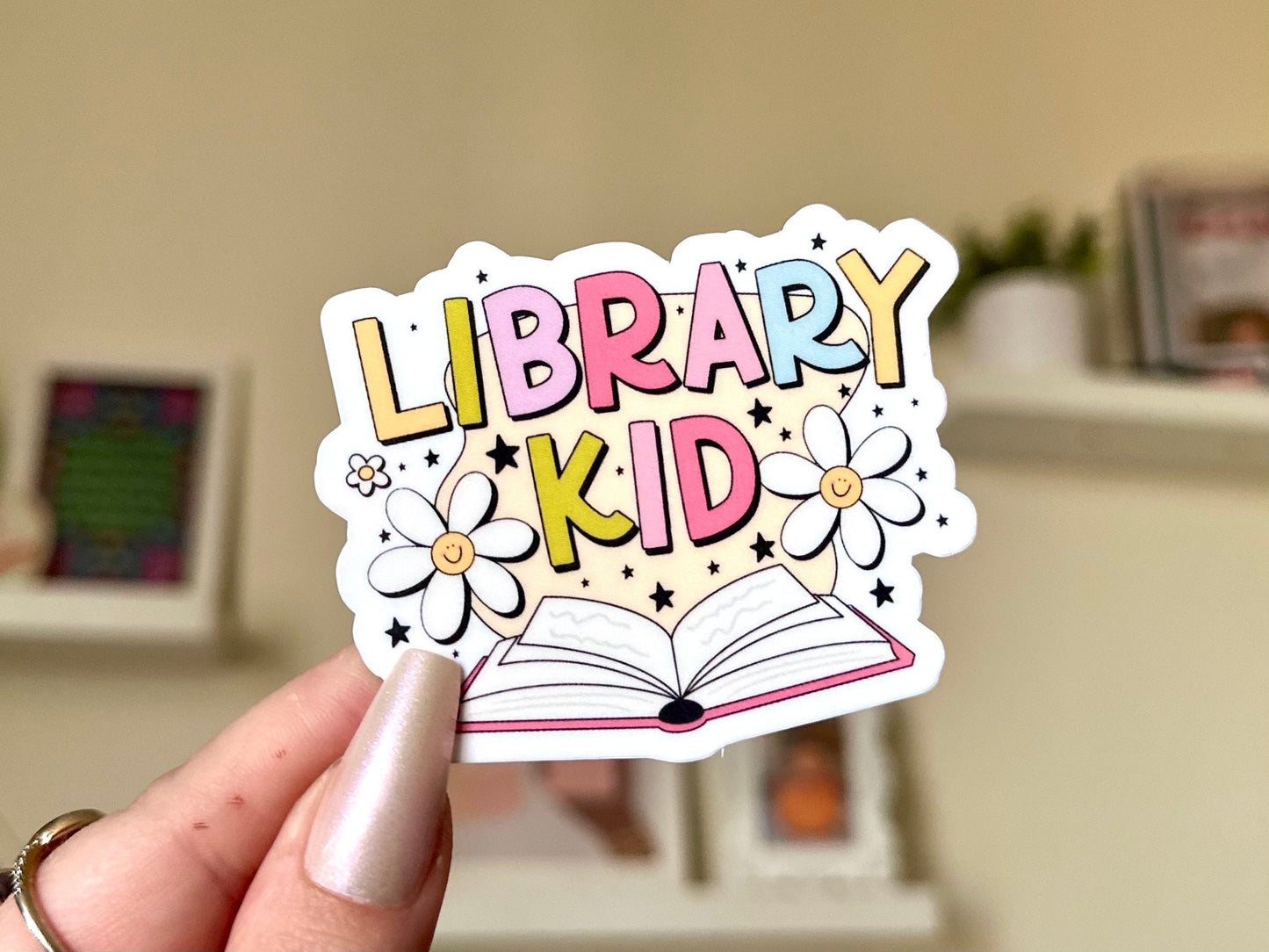 Library Kid Waterproof Sticker, Book Stickers, Gifts for Readers, Bookish Laptop Sticker, Book Lover Decal, BookTok