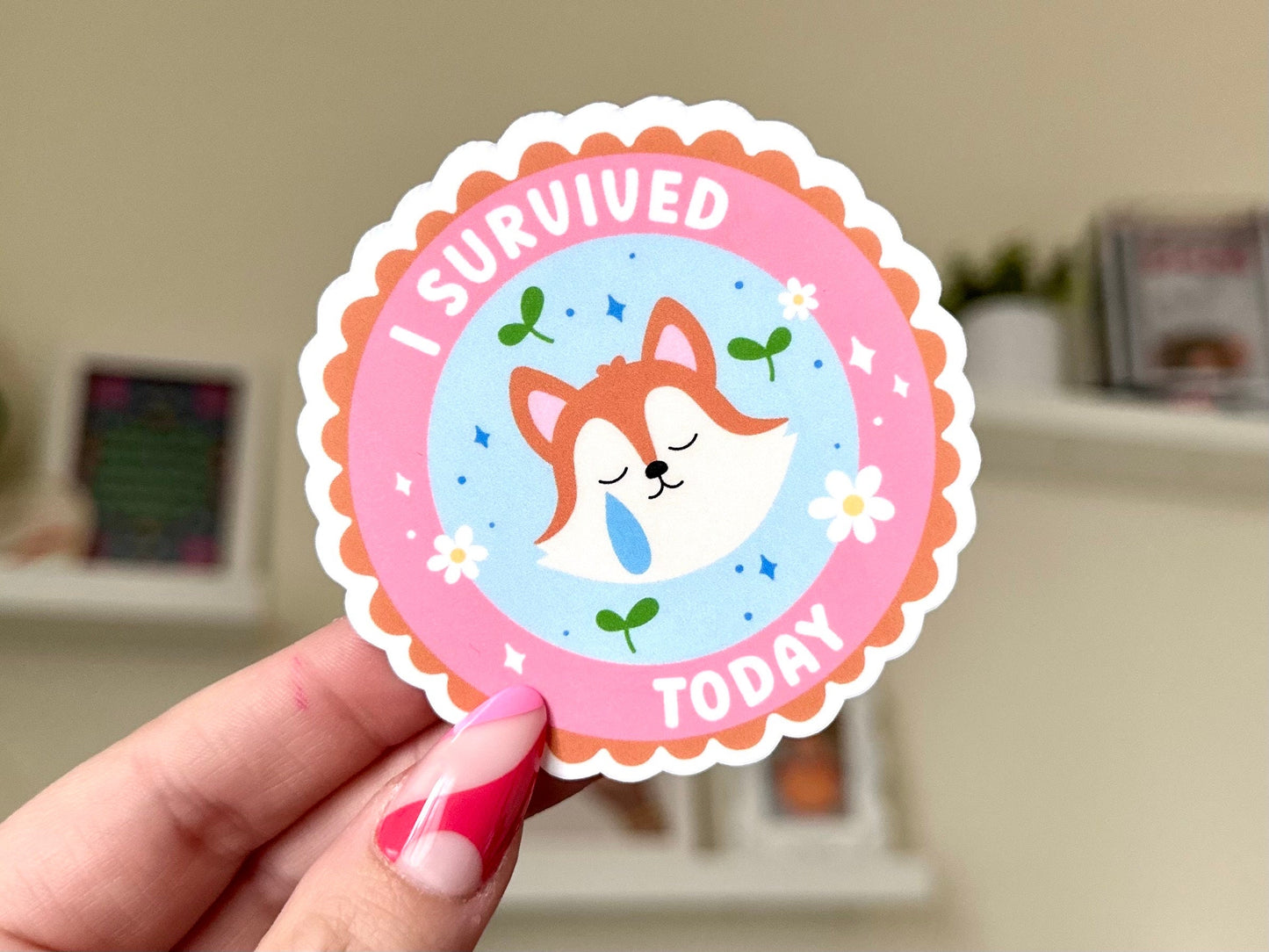 I Survived Today Waterproof Sticker, Intuition, Self Care, Self Love, Mental Health Gifts, Anxious, Cute Mental Health