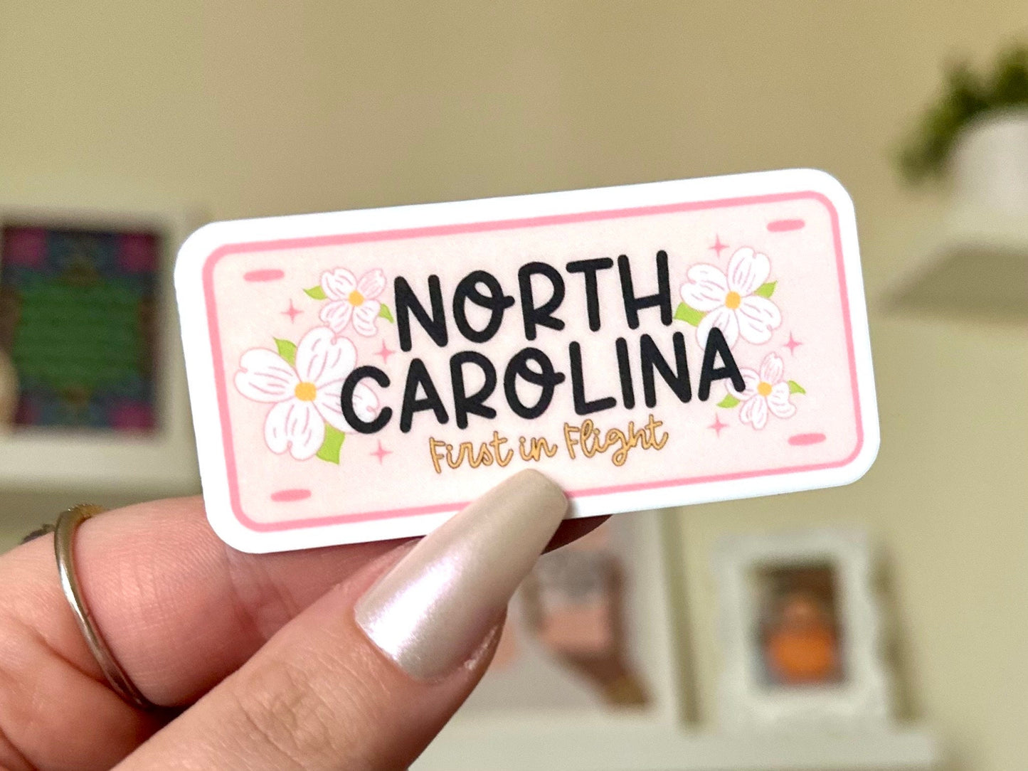 North Carolina Plate Waterproof Sticker, NC Gifts, First In Flight, Waterbottle Sticker, State License Plate Stickers