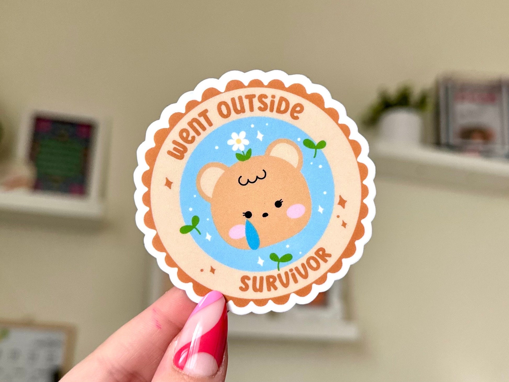 Went Outside Survivor Waterproof Sticker, Intuition, Self Care, Self Love, Mental Health Gifts, Anxious, Cute Mental Health