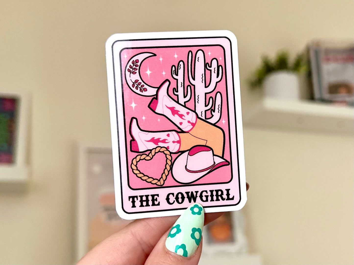 The Cowgirl Tarot Waterproof Sticker, Retro Stickers, Tumbler Decal, Waterbottle Sticker, Trendy Gifts, Western Gifts, Country Style