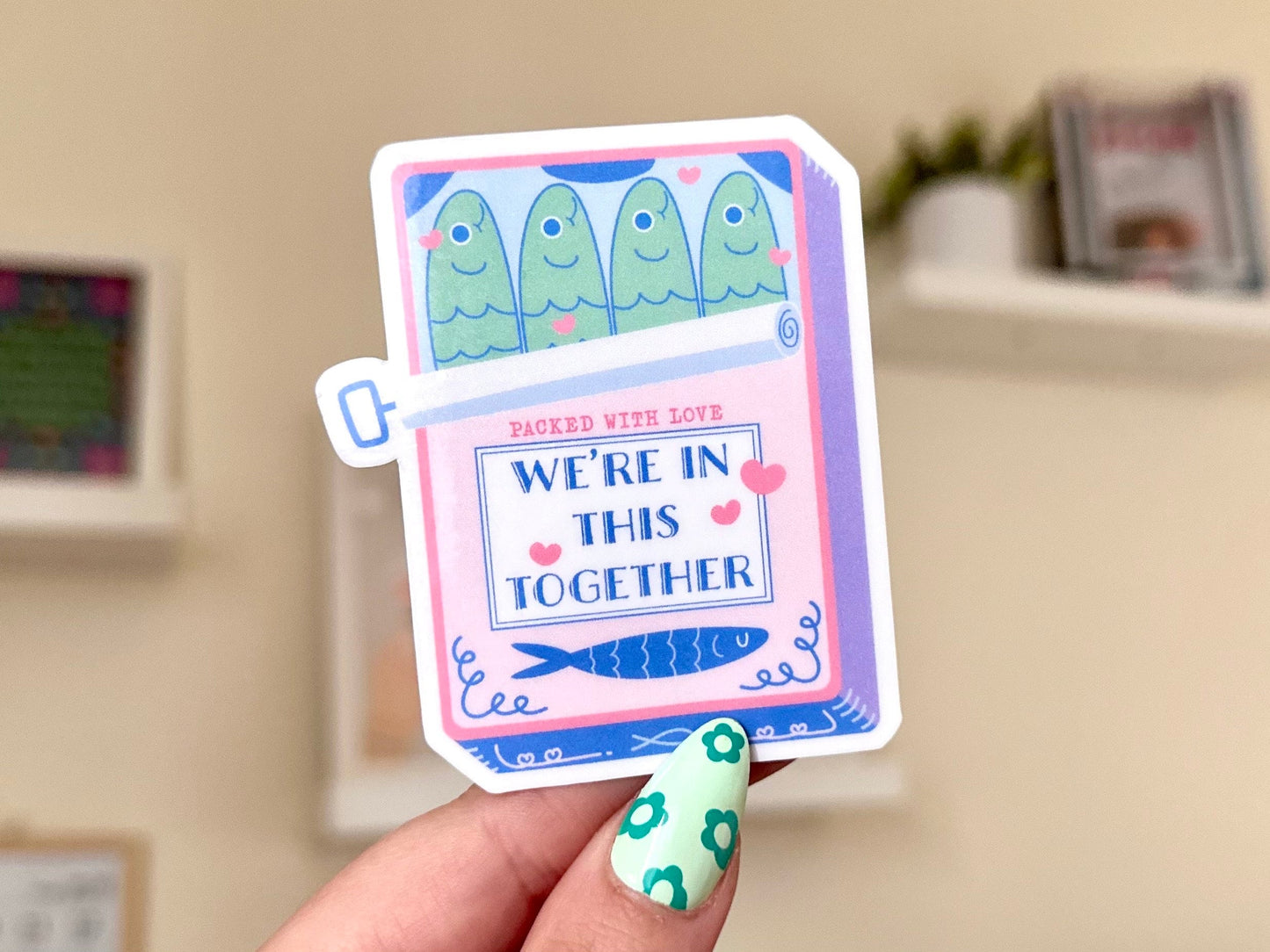 We’re In This Together Waterproof Sticker, Mental Health Stickers, Self Love Gifts, Handdrawn Art, Depression, Anxiety