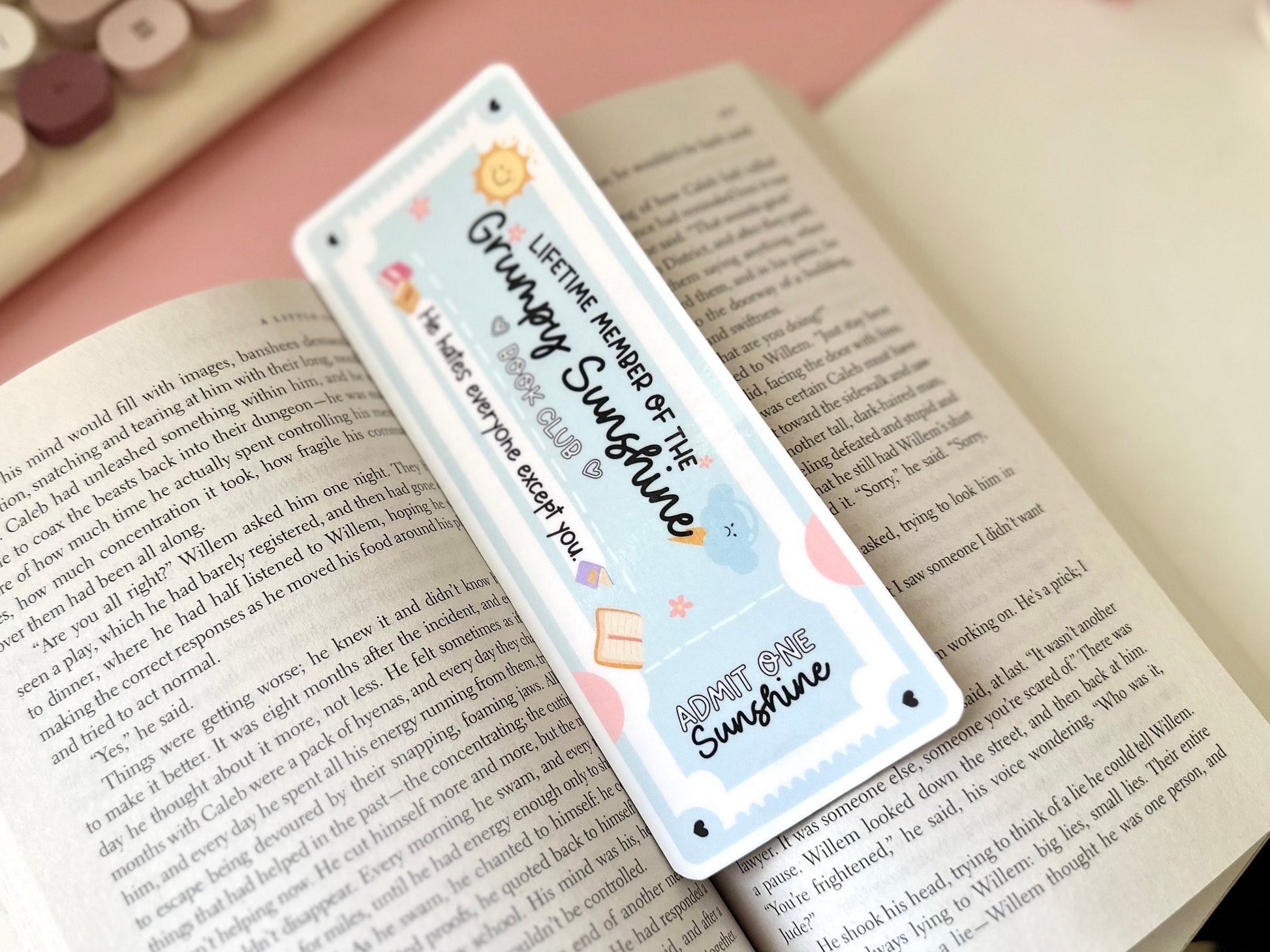 Lifetime Member of the Grumpy Sunshine Book Club Bookmark Sticker, BookTok, Introvert, Bookish, Reader Gifts