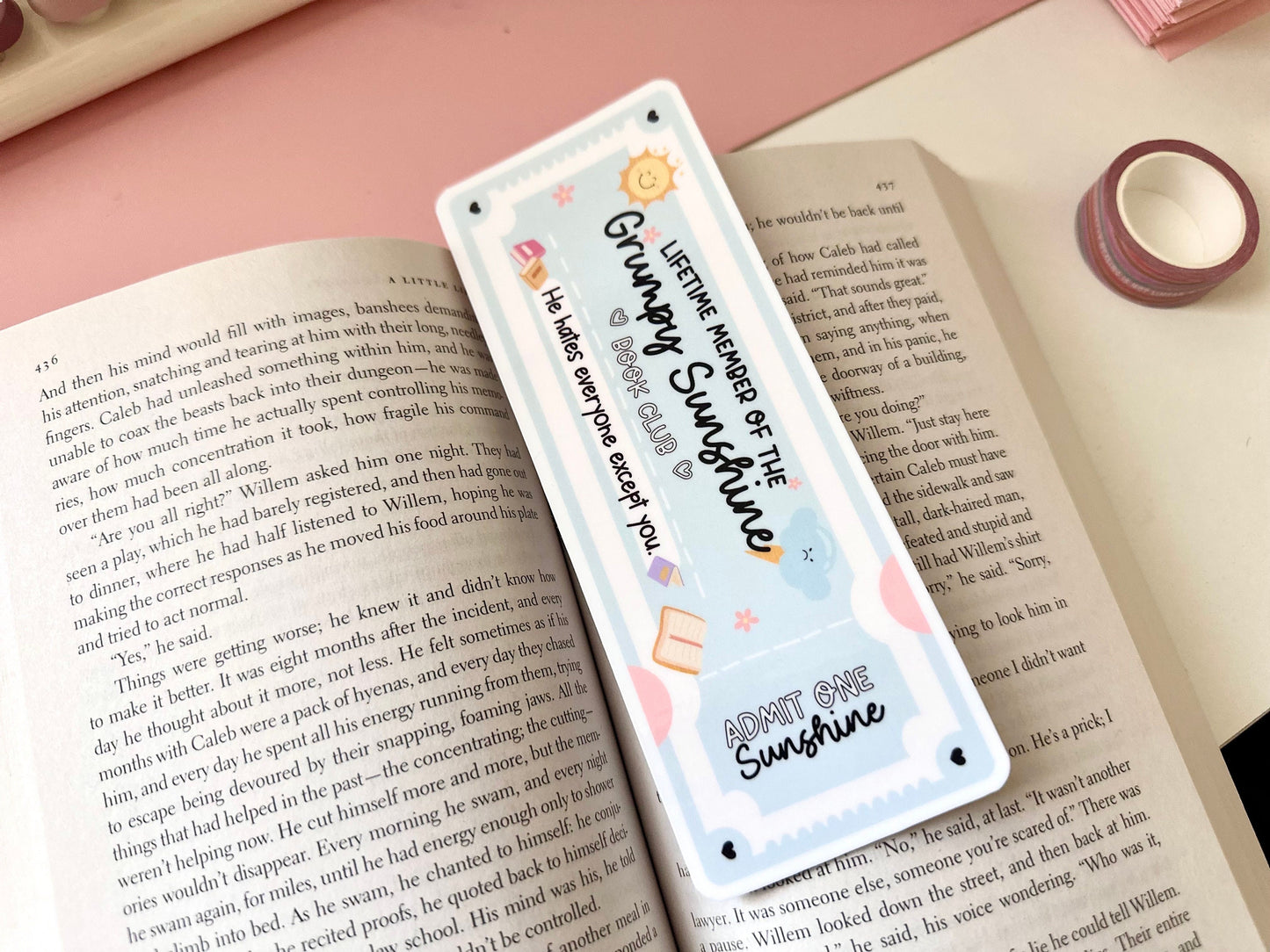 Lifetime Member of the Grumpy Sunshine Book Club Bookmark Sticker, BookTok, Introvert, Bookish, Reader Gifts