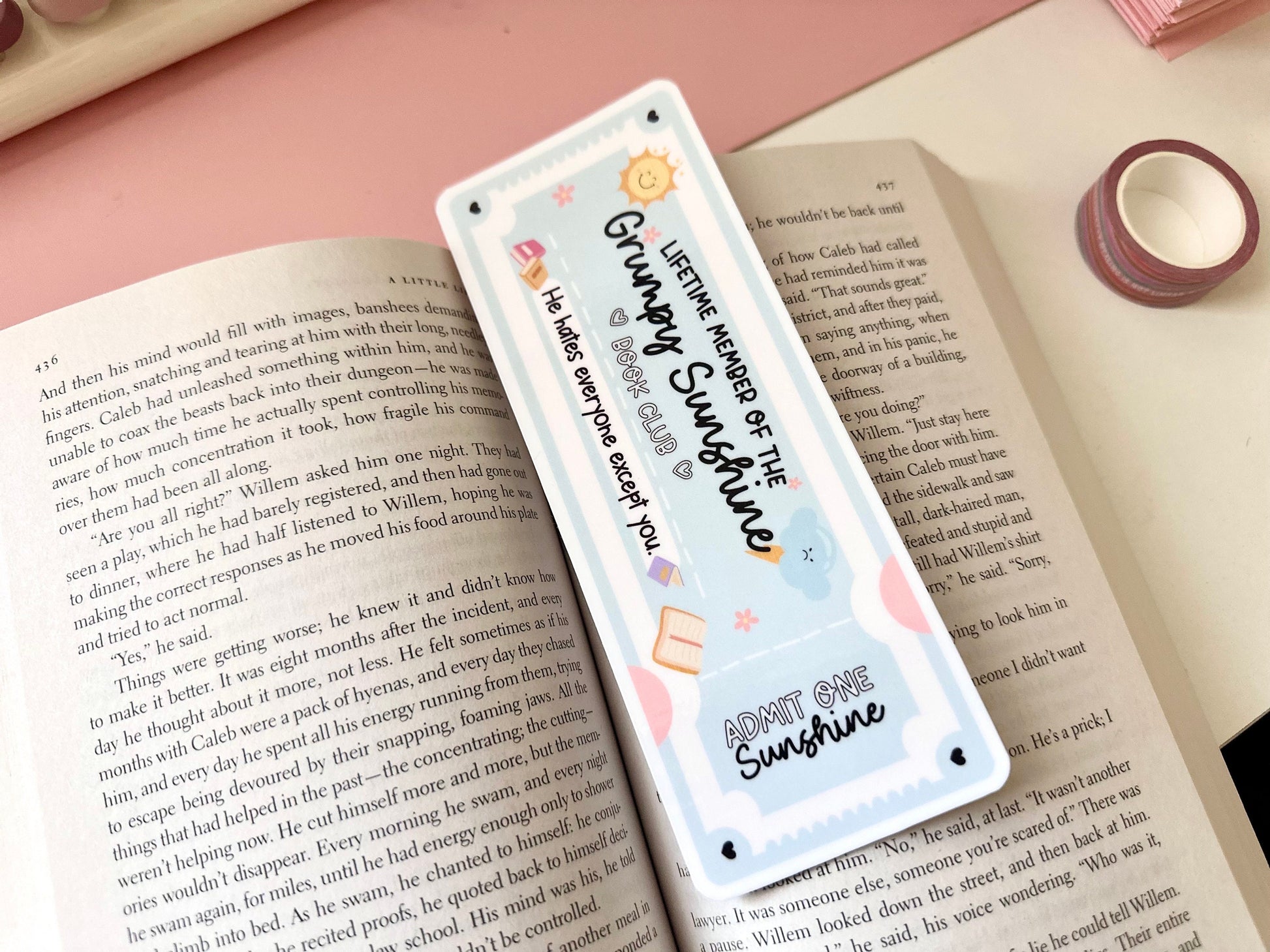 Lifetime Member of the Grumpy Sunshine Book Club Bookmark Sticker, BookTok, Introvert, Bookish, Reader Gifts